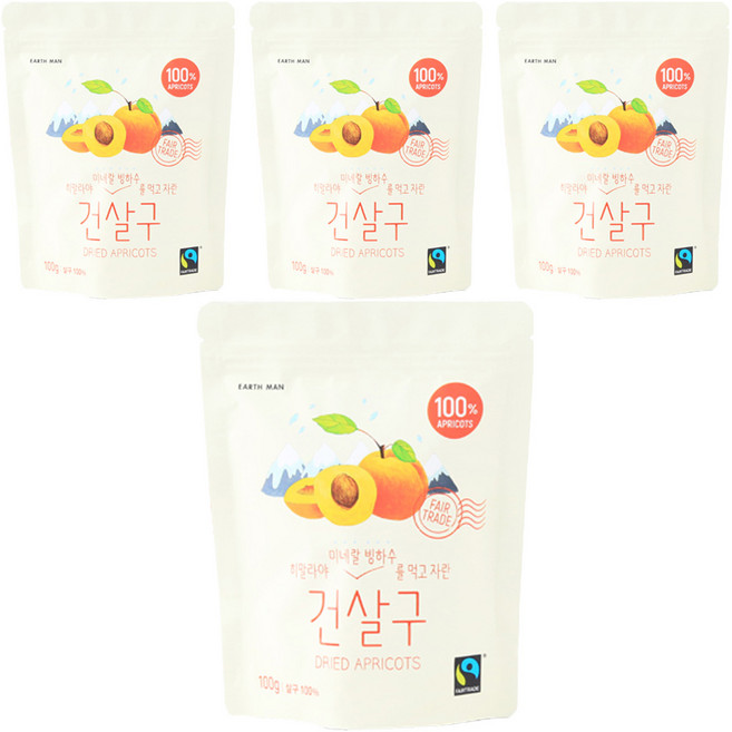 어스맨 히말라야 무설탕 건살구, 100g, 4개