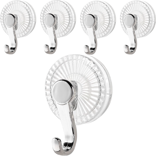 咪咪購物 吸盤掛勾 浴室掛鉤 免釘免打孔掛鉤 大掛鉤 牆壁掛鉤 吸盤置物架, 冰川紋透白, 5個