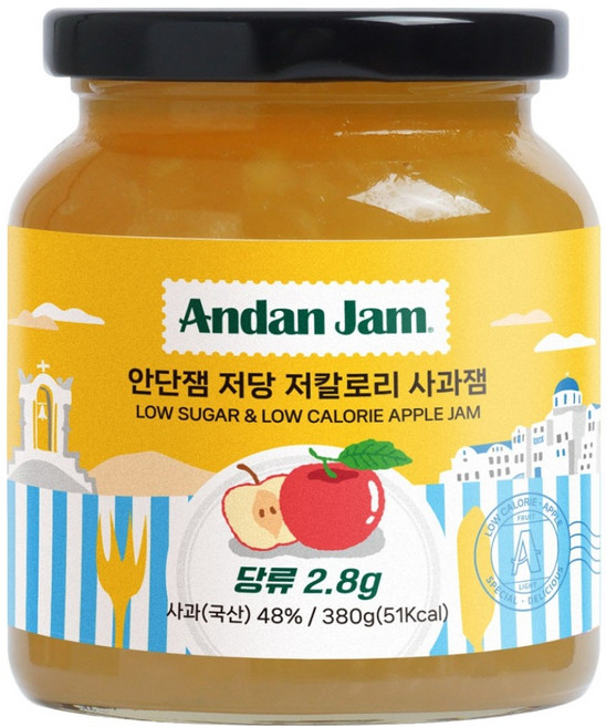 안단잼 저당 저칼로리 사과잼, 380g, 1개