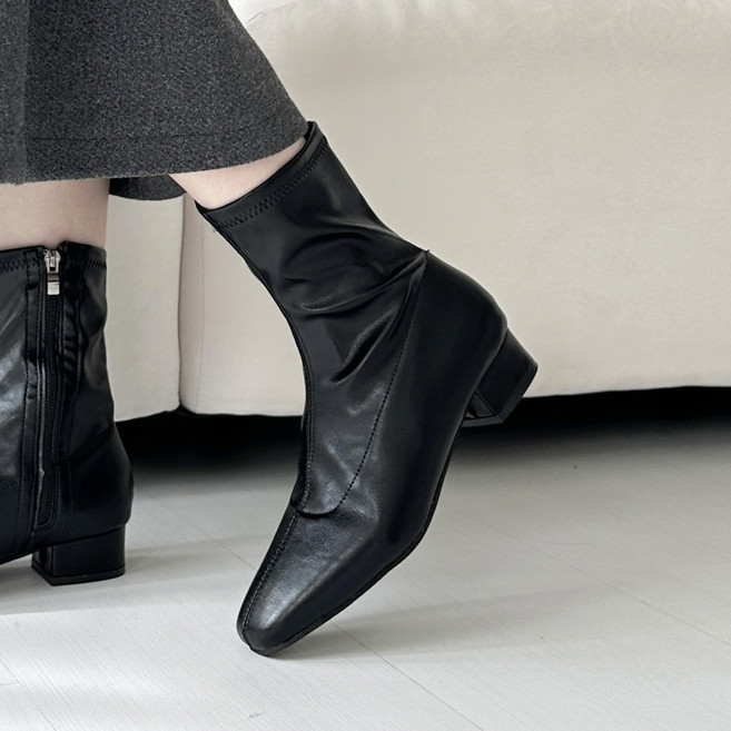 어바웃슈 여성용 라엘디 낮은굽 스판 앵클부츠