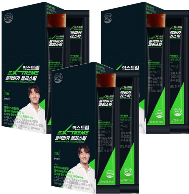 익스트림 블랙마카 젤리스틱 10p, 3개, 200g