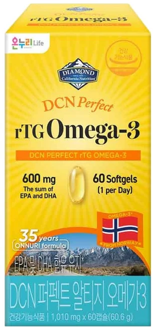 다이아몬드캘리포니아뉴트리션 DCN 퍼펙트 알티지 오메가3, 1개, 60정 - 쿠팡