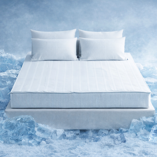 까사리빙 하이큐 냉감 패드 + 베개커버 세트, 화이트, 쿨매트+쿨베개 2장