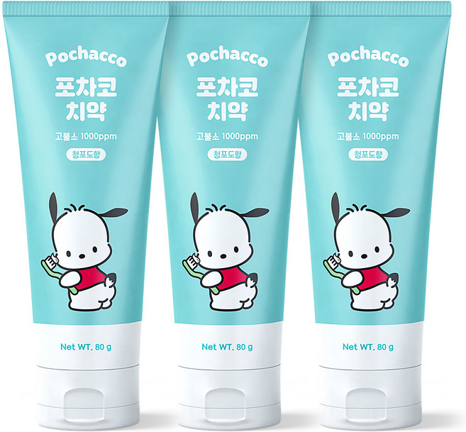 아텍스 포차코 고불소 청포도향 치약, 80g, 3개