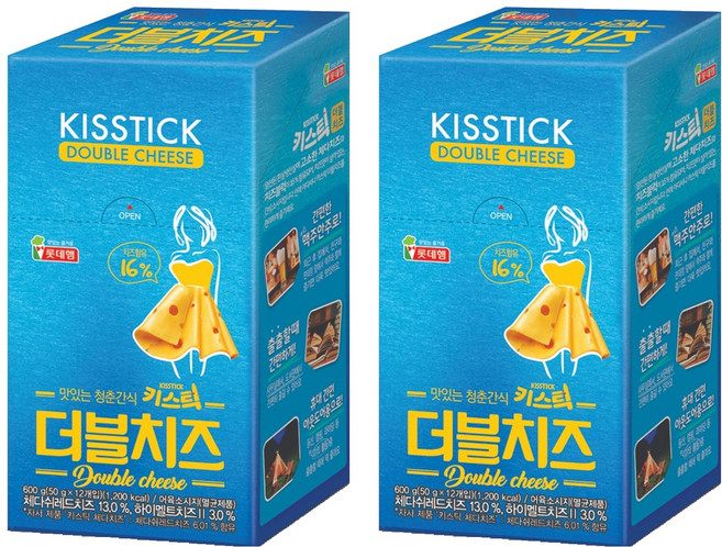 롯데햄 키스틱 더블치즈 소시지, 600g, 2개