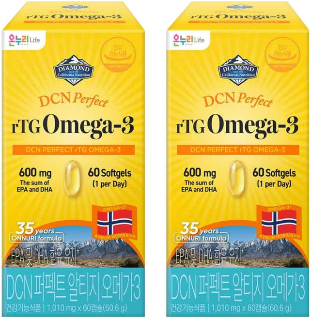 다이아몬드캘리포니아뉴트리션 DCN 퍼펙트 알티지 오메가3, 2개, 60정