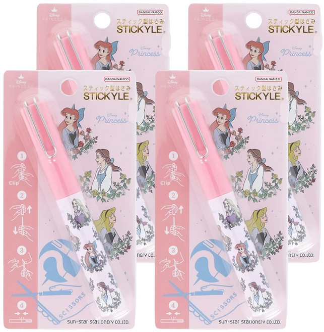 sun-star STICKYLE 攜帶型剪刀, 4個, 迪士尼公主