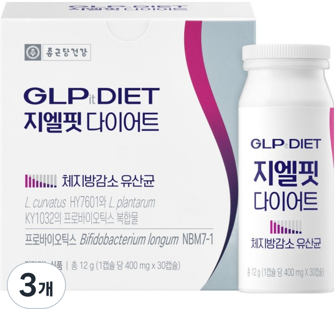 종근당건강 지엘핏 다이어트 유산균, 30정, 3개