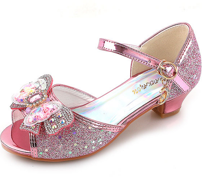 루루슈 여아용 루비보석 리본 굽 샌들