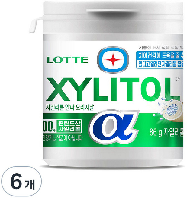 롯데자일리톨 알파 오리지날, 86g, 6개