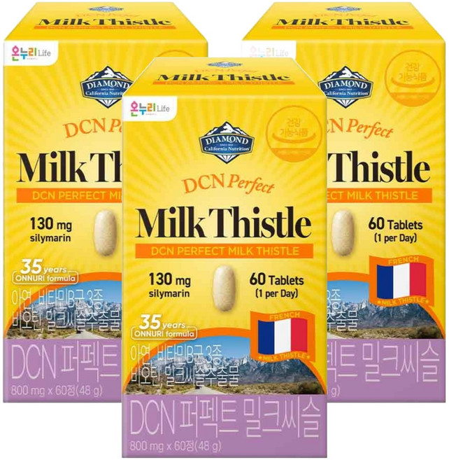 다이아몬드캘리포니아뉴트리션 DCN 퍼펙트 밀크씨슬, 3개, 60정