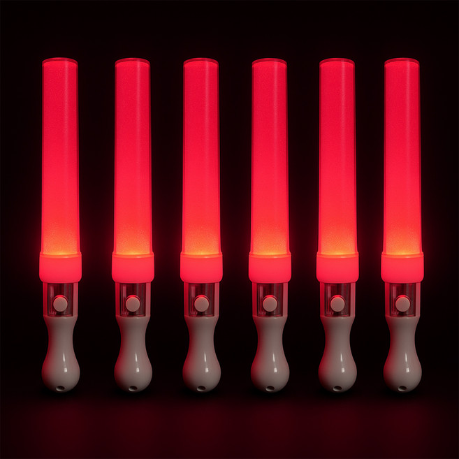 파티공구 LED 응원 야광막대봉, 레드, 6개