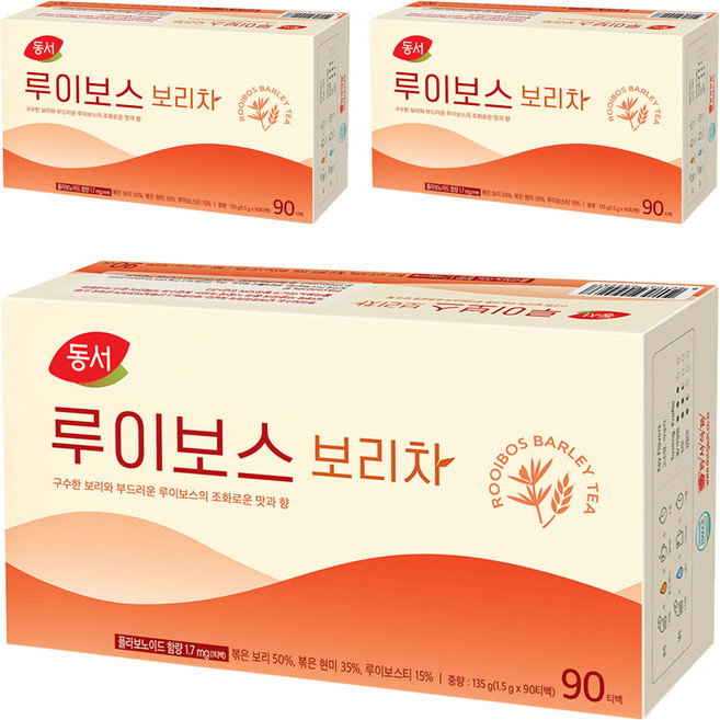 동서 루이보스 보리차 티백, 1.5g, 90개입, 3개