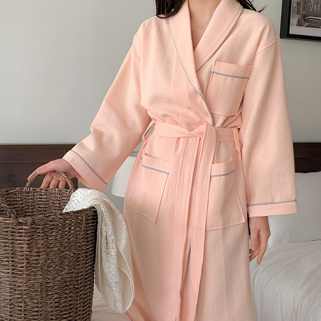 공유 프리미엄 와플 샤워 가운 M, 핑크, 1개