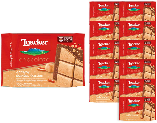 로아커 초콜릿 크리스피 카라멜 헤이즐넛, 12개, 50g