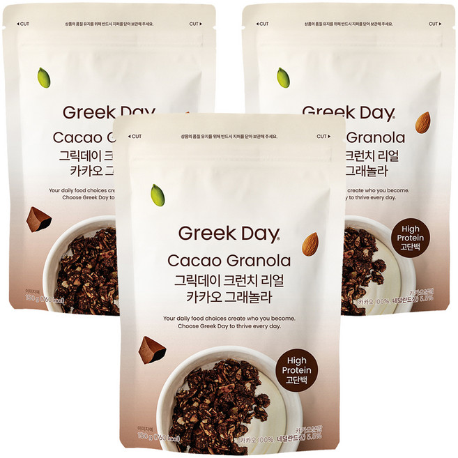 그릭데이 크런치 리얼카카오 그래놀라 시리얼, 150g, 3개