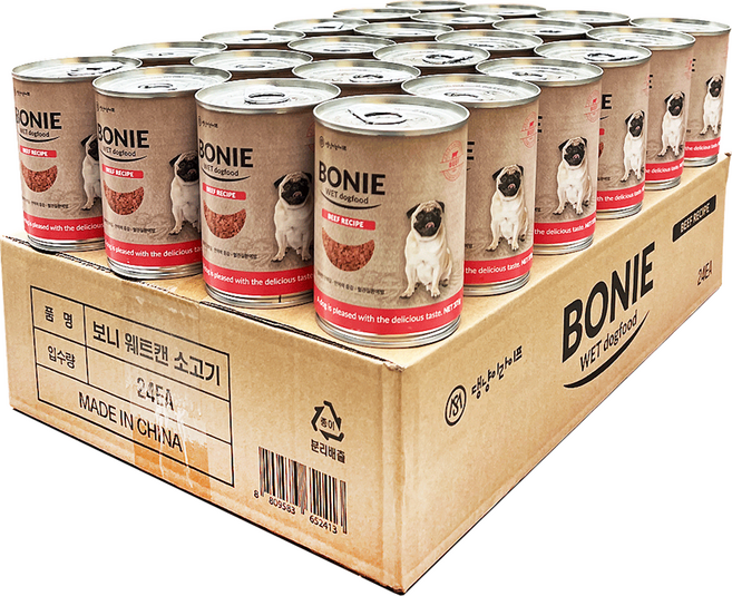 댕냥이라이프 강아지 보니웨트캔, 소고기, 375g, 24개