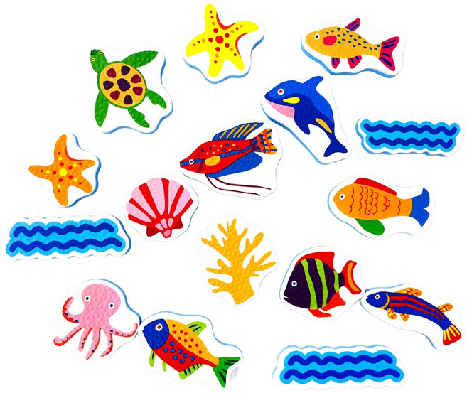 투칸 목욕놀이 스티커 해양생물 바다물고기 Sea Fish, 혼합색상, 1개