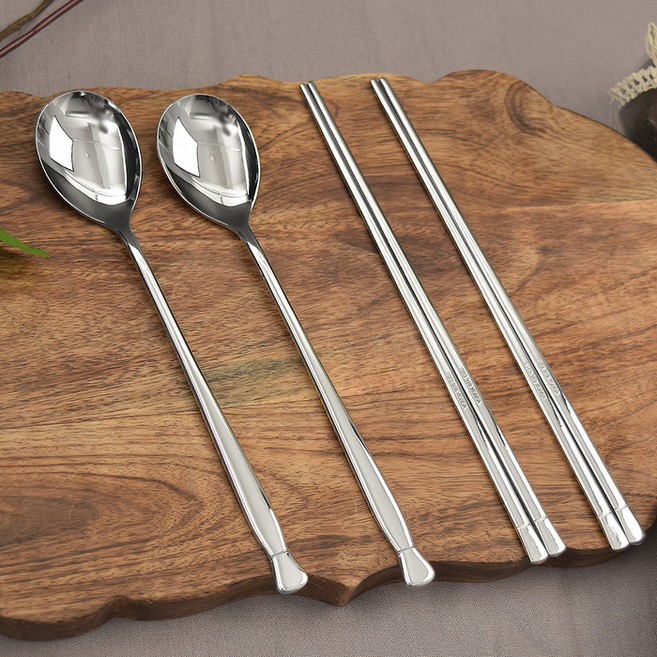 윌리브 국산 316L 써지컬스틸 고급 수저 2벌 세트 샤르망, 실버, 숟가락 2p + 젓가락 2쌍, 1개