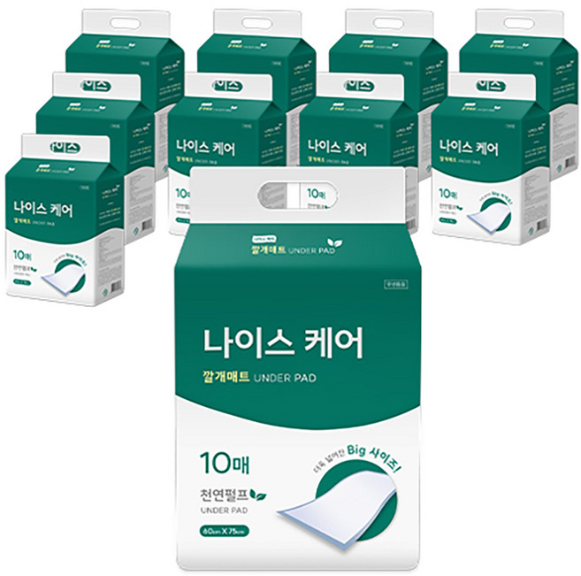 더퍼스트터치 남녀공용 나이스케어 성인용 깔개매트, 10매입, 10개, 60 x 75 cm