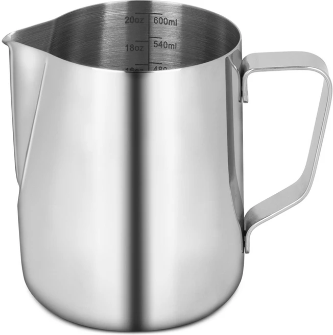 벨라쿠진 스텐 우유 스팀피쳐 눈금형 1개 600ml 핸디형 - 쿠팡