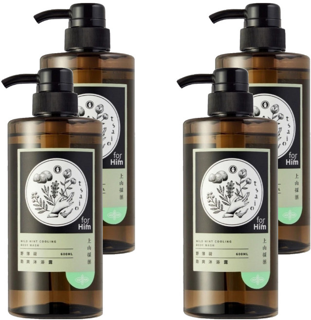 tsaio 上山採藥 野薄荷勁爽沐浴露, 600ml, 4瓶