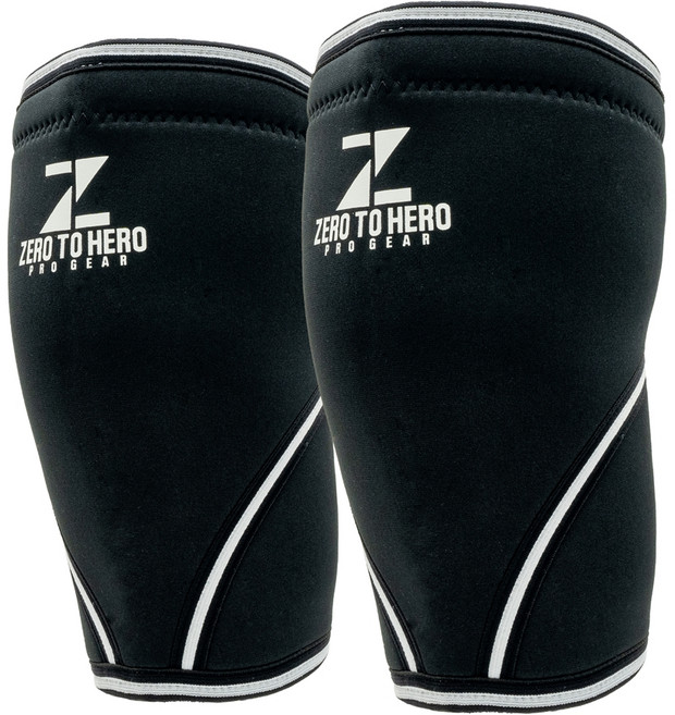 제로투히어로 네오프렌 무릎보호대 7mm, 1세트, BLACK + WHITE