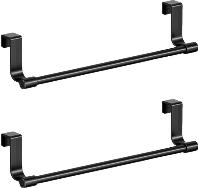 코비라 다용도 욕실 선반 수건걸이 36 x 6.5 cm, 블랙, 2개