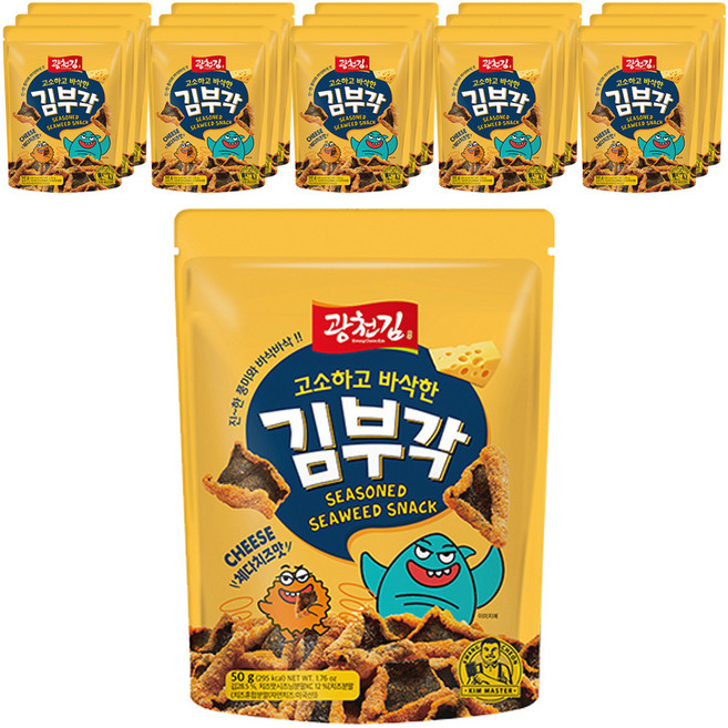 광천김 고소하고 바삭한 김부각 체다치즈맛, 50g, 16개