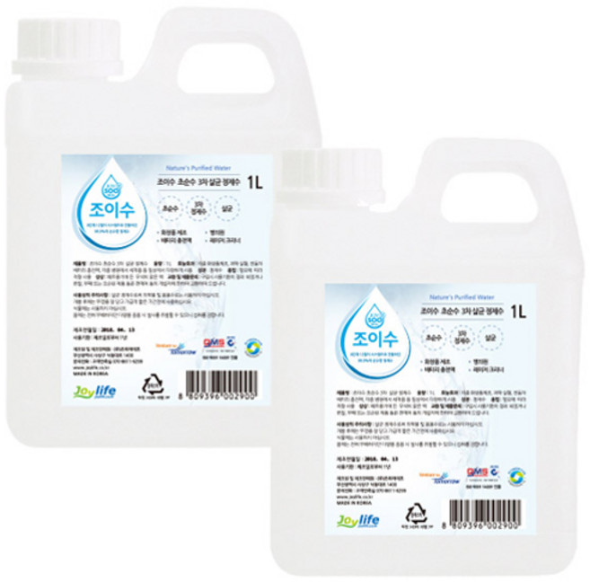 조이라이프 조이수 초순수 3차 살균 정제수, 2개, 1L