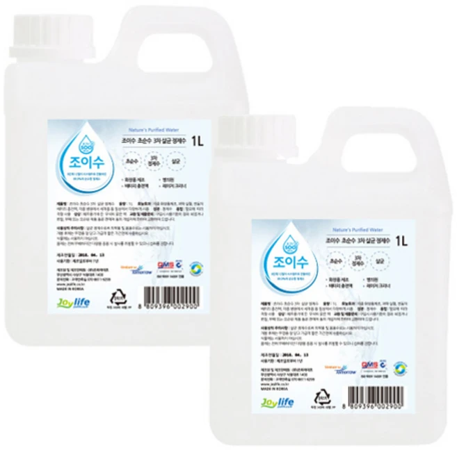 조이수 초순수 3차 살균 정제수, 2개, 1L - 쿠팡