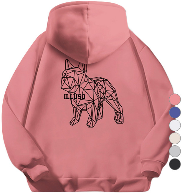 일루소 남녀공용 블랙도그 소프트 특양면 후드티