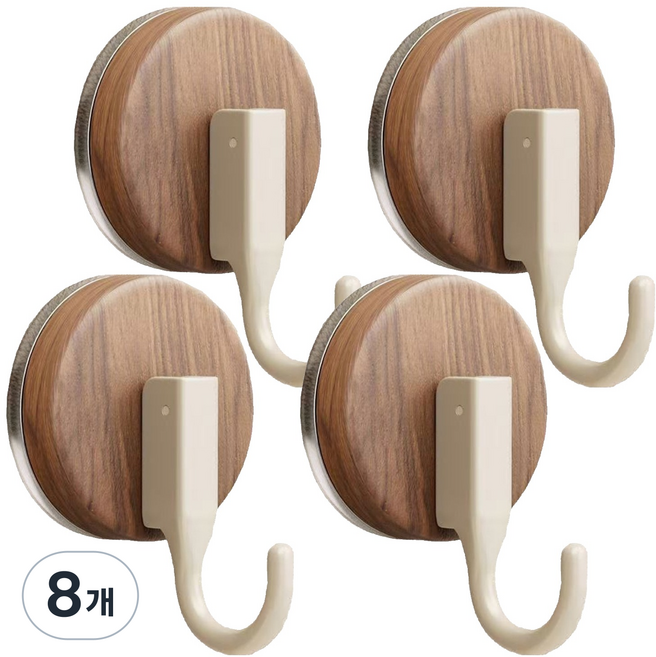 코지웰 다용도 원목 부착식 걸이, 화이트, 8개