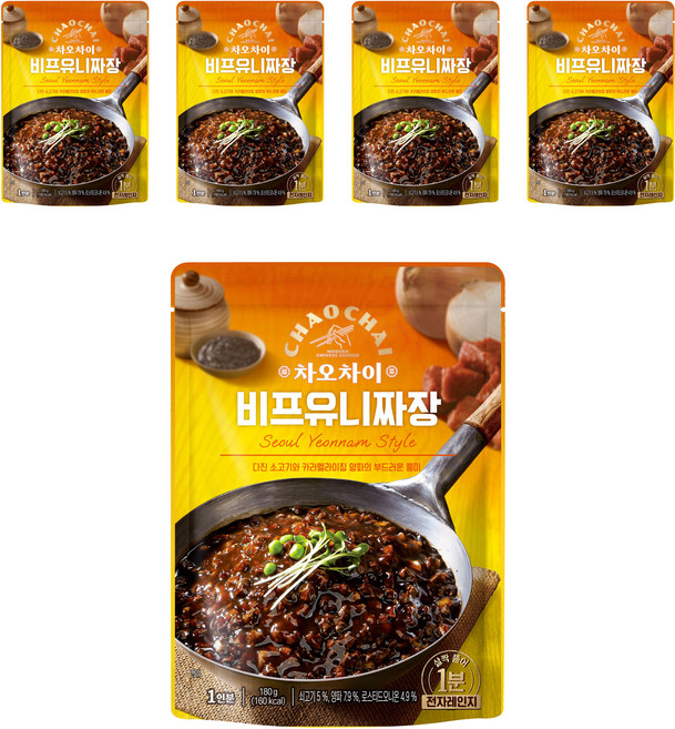 차오차이 비프 유니짜장, 180g, 5개