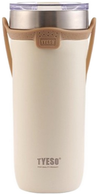 TYESO 泰碩 不鏽鋼真空手提束帶隨行杯, 奶油色, 710ml, 1個