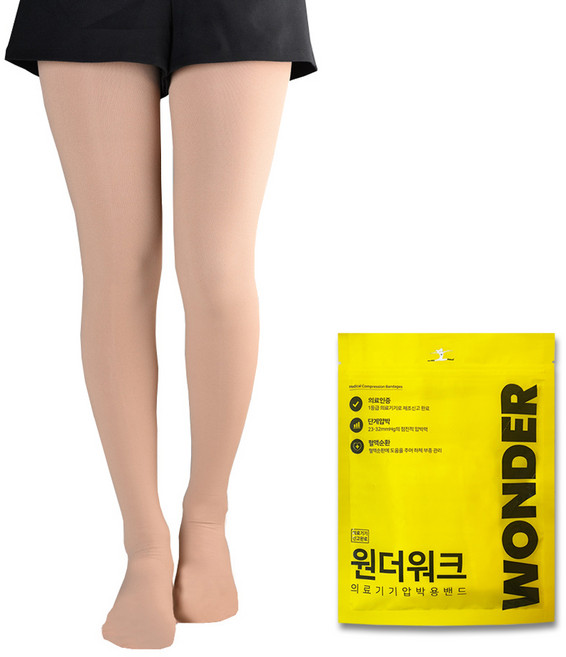 원더워크 의료기기 압박용밴드 팬티형 발막힘 베이지, 1개
