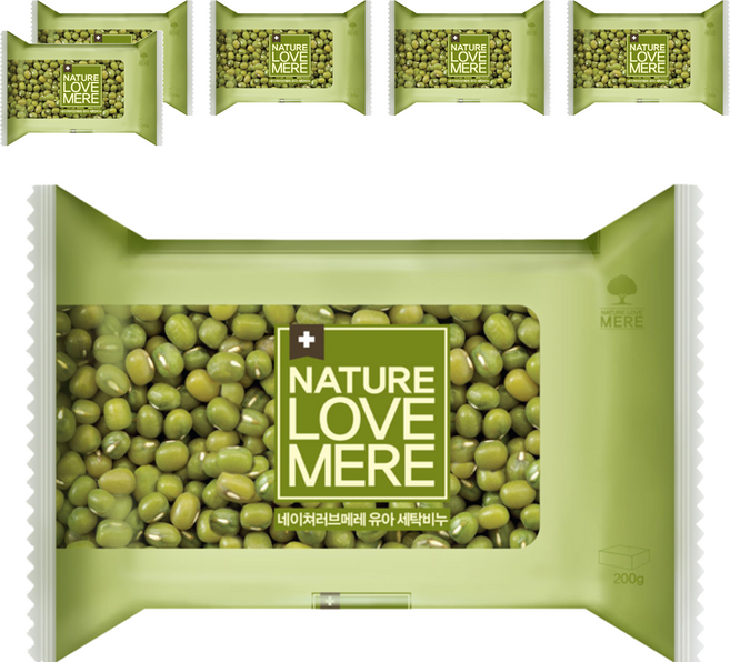 네이쳐러브메레 향균 유아 세탁비누 녹두, 200g, 6개