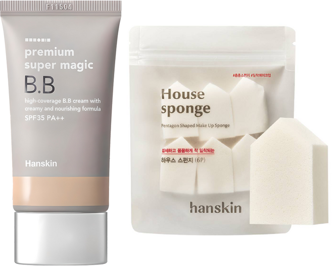 한스킨 프리미엄 수퍼 매직 비비크림 SPF35 PA++ 45g + 하우스 스펀지 6매, 1세트
