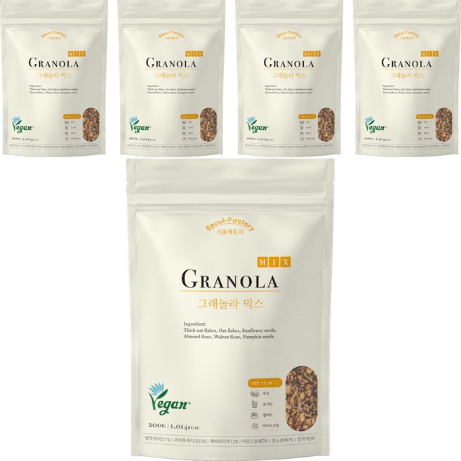 서울팩토리 그래놀라 믹스, 200g, 5개