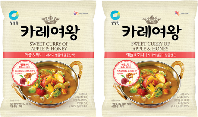 카레여왕 애플 & 허니, 108g, 2개