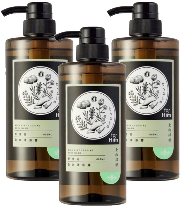 tsaio 上山採藥 野薄荷勁爽沐浴露, 600ml, 3瓶