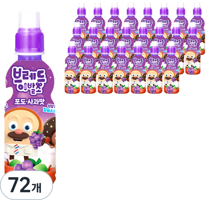 롯데칠성음료 브레드이발소 포도 사과, 235ml, 72개