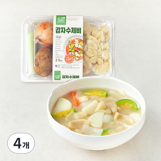 프레시밀 감자수제비 밀키트 2~3인분, 715g, 4팩