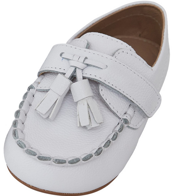 발소리 베이비쨈 남녀공용 가죽 태슬 포인 로퍼