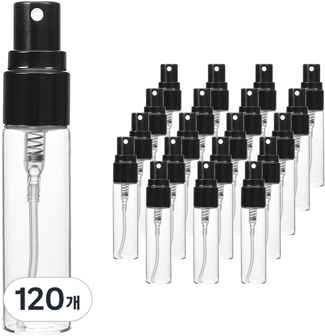 강군샵 알루미늄 캡 스프레이 용기 5ml, 120개, 투명(용기) + 블랙(캡)
