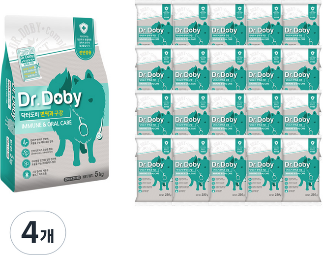 닥터도비 강아지 면역 기능성 사료, 구강/치석관리, 5kg, 4개
