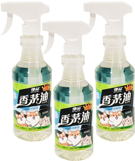 優品 香茅油 噴槍, 525ml, 3瓶, 香茅