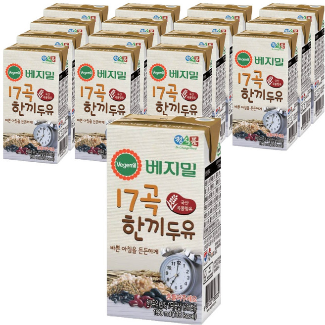 베지밀 17곡 한끼두유, 190ml, 16개