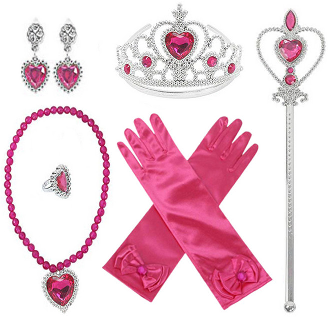미미파티 공주 티아라 보석 악세사리 세트, 핑크, 1세트