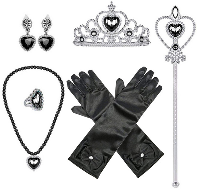미미파티 공주 티아라 보석 악세사리 세트, 블랙, 1세트